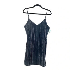 Elodie Women's V-neck Blue Slate Velvet Dress Size L NWT